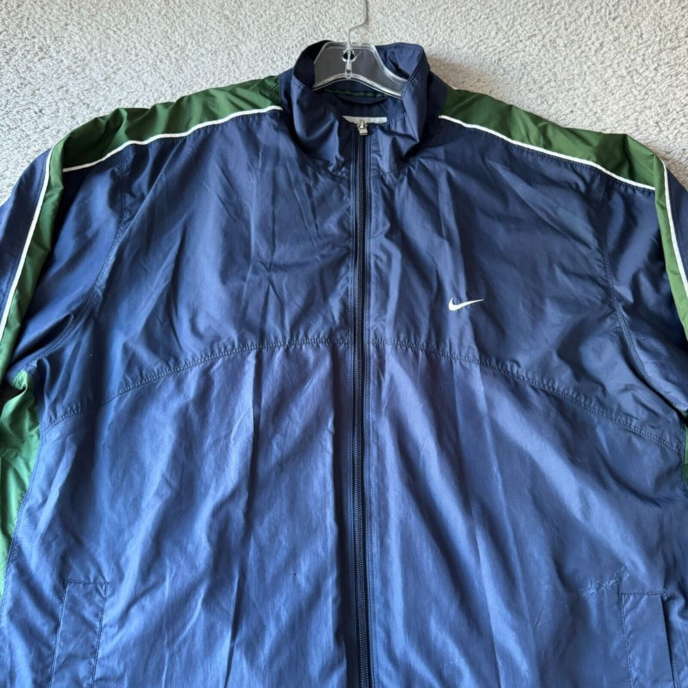 Nike Jacket Mens 2XL XXL Blue Windbreaker Full Zip Track Athletic Sports Lined